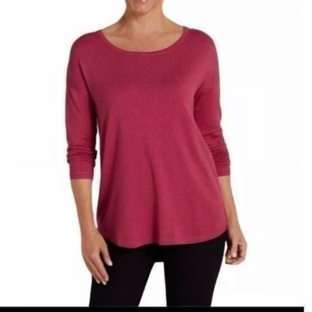 Soft Surroundings‎ Margulies Women 2XL Sweater Pink Hi Lo Exposed Back Zipper